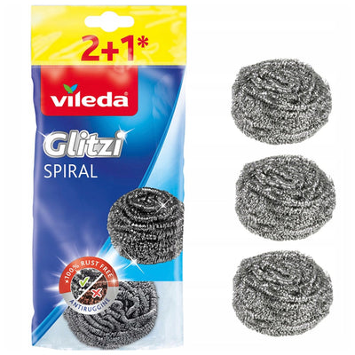 Vileda Glitzi Spiral INOX rostfritt stål diskmaskin 3 delar