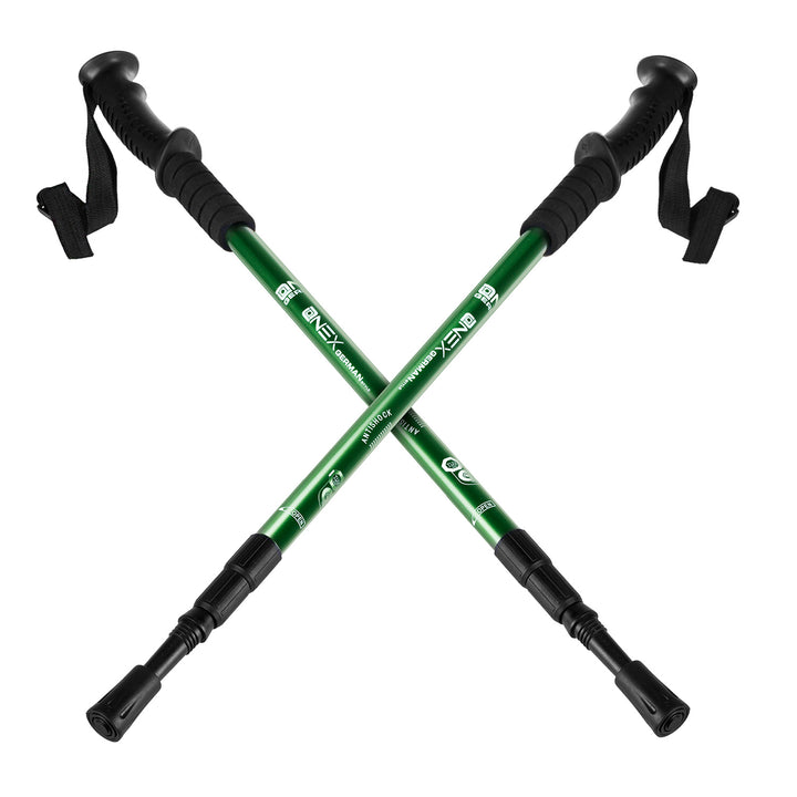 Teleskopiska nordic walking-stavar i aluminium, 65–135 cm, gröna