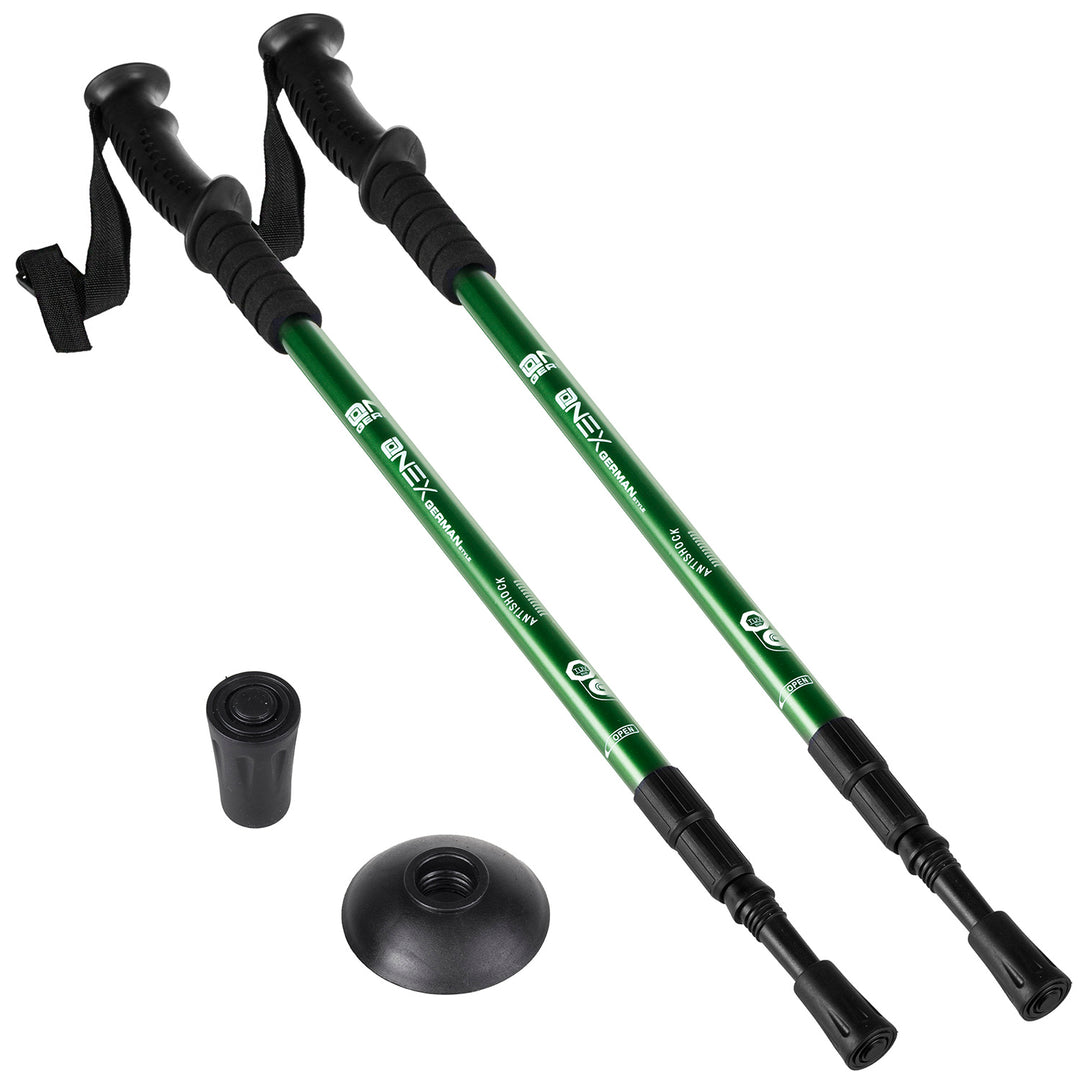Teleskopiska nordic walking-stavar i aluminium, 65–135 cm, gröna
