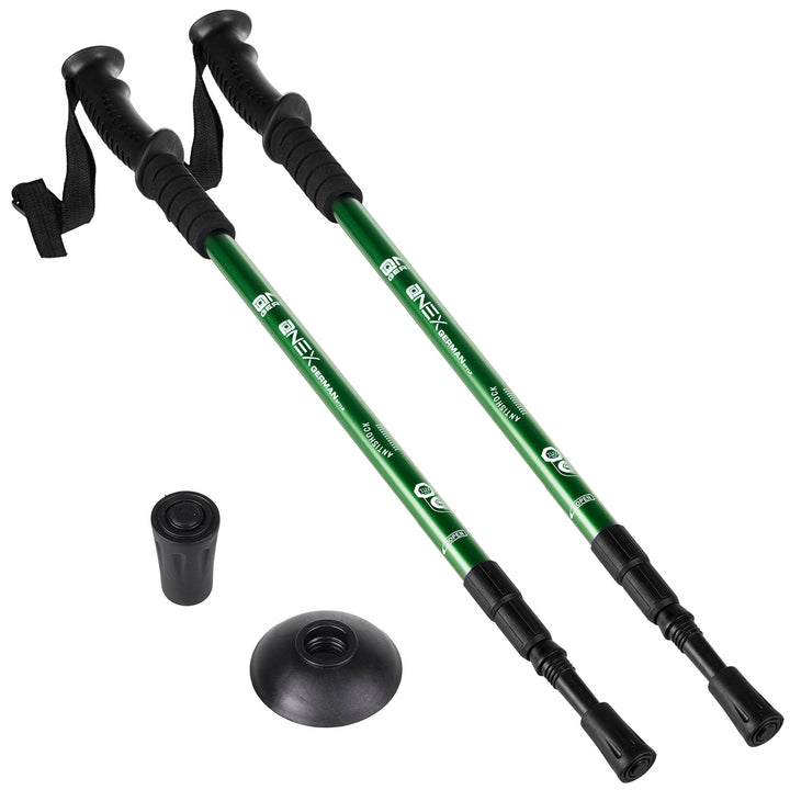 Teleskopiska nordic walking-stavar i aluminium, 65–135 cm, gröna