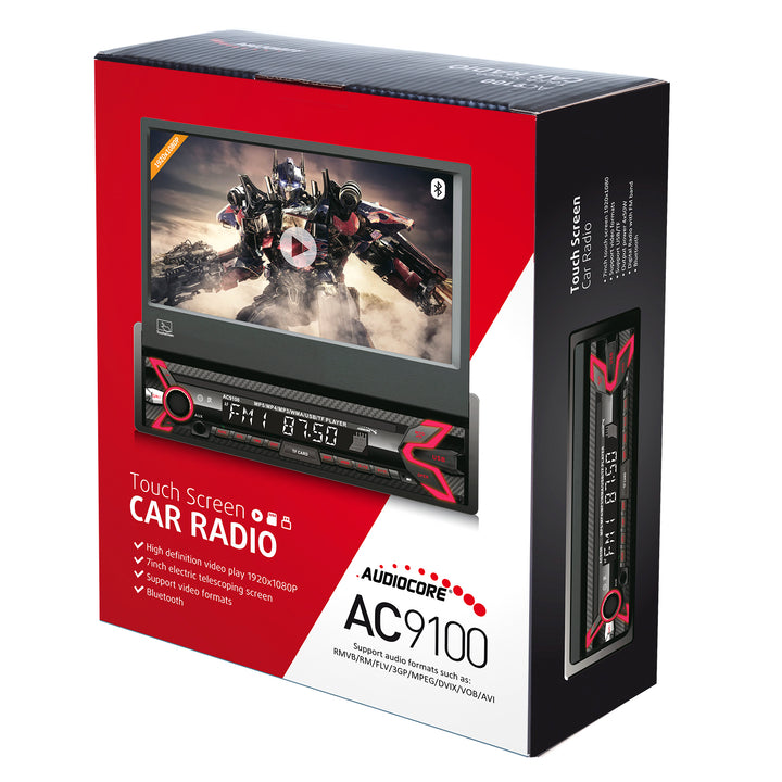 Audiocore AC9100 Bilradio LCD 7 "skärm 1080P MP5 MP3 USB AVI DivX Bluetooth Handsfree RDS Digital Radio Fjärrkontroll 1 DIN