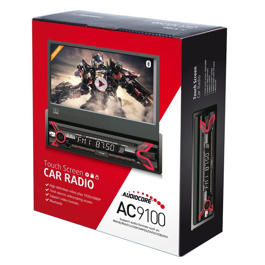 Audiocore AC9100 Bilradio LCD 7 "skärm 1080P MP5 MP3 USB AVI DivX Bluetooth Handsfree RDS Digital Radio Fjärrkontroll 1 DIN
