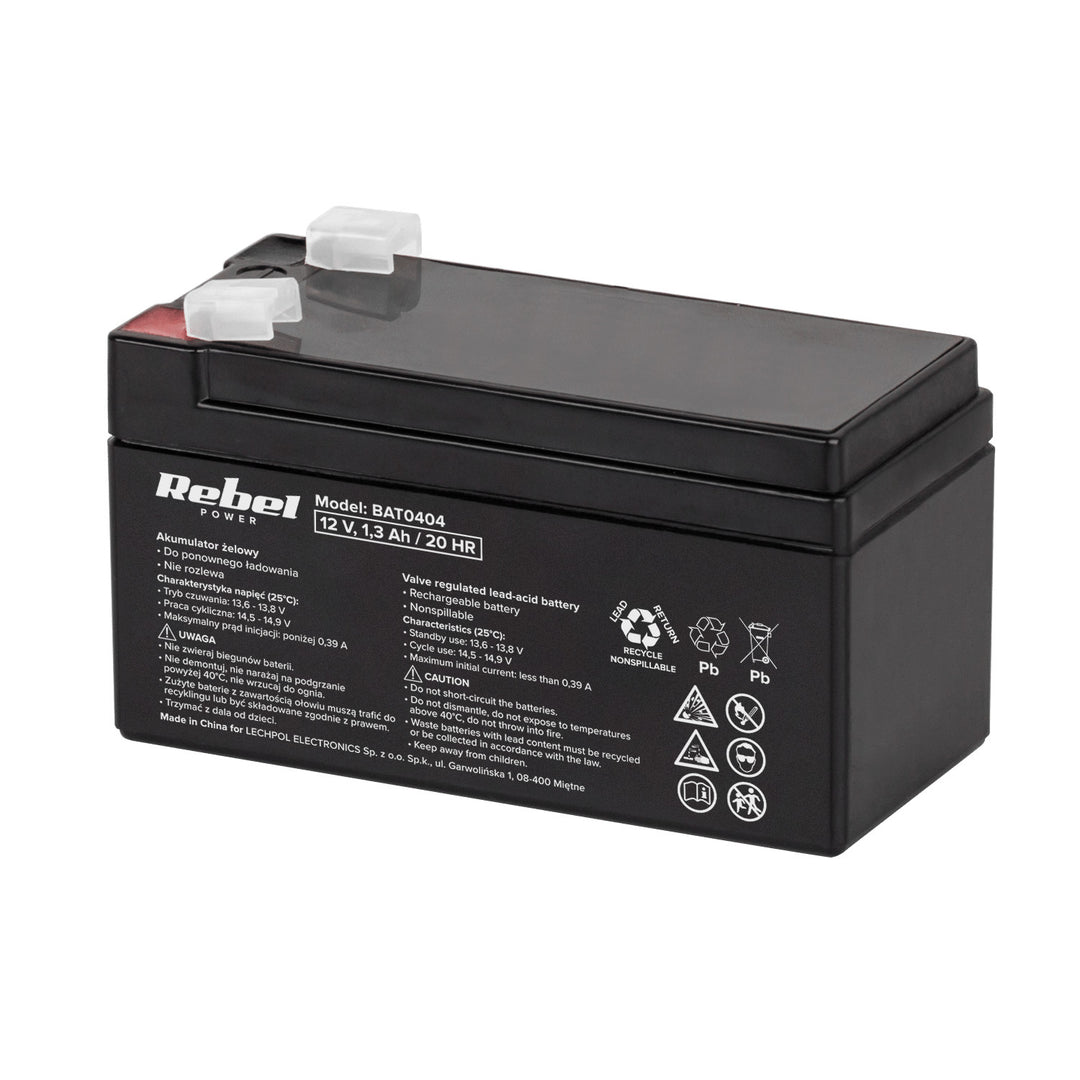 Rebel underhållsfritt gelbatteri 12V 1.3Ah, lång livslängd
