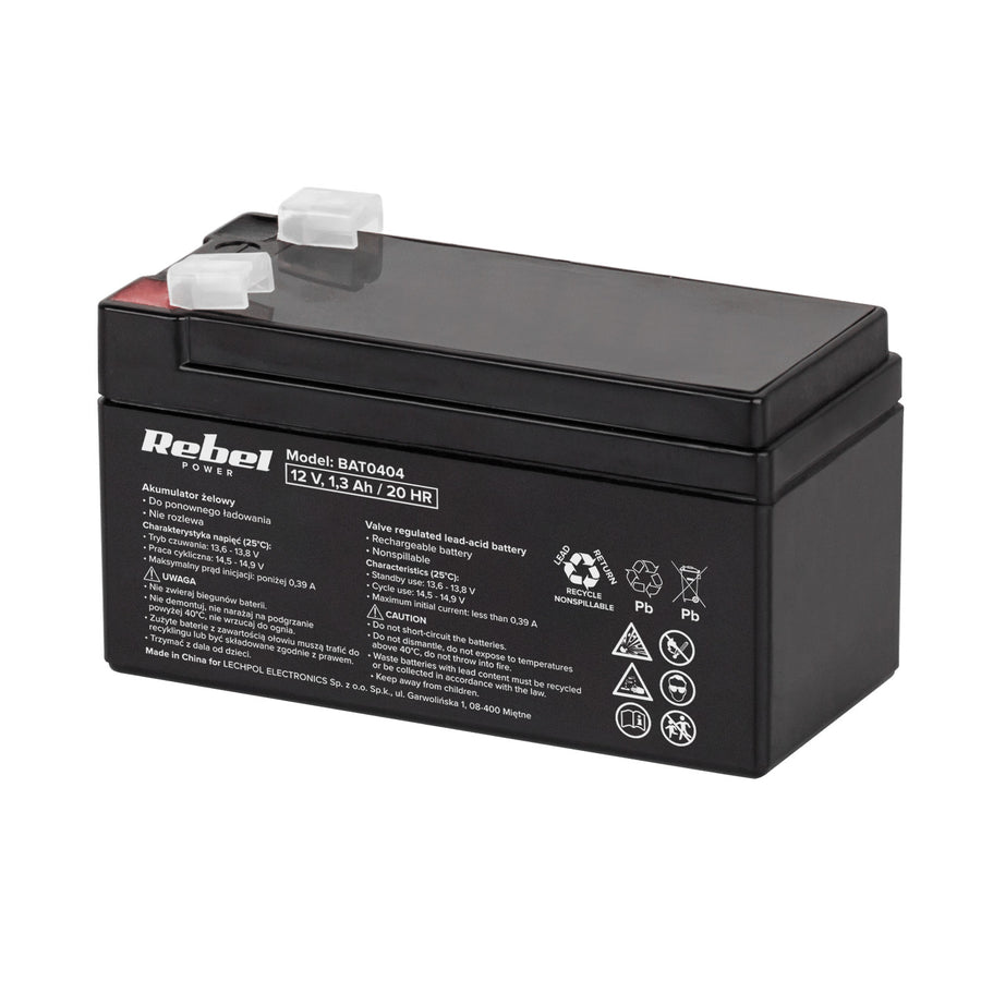 Rebel underhållsfritt gelbatteri 12V 1.3Ah, lång livslängd