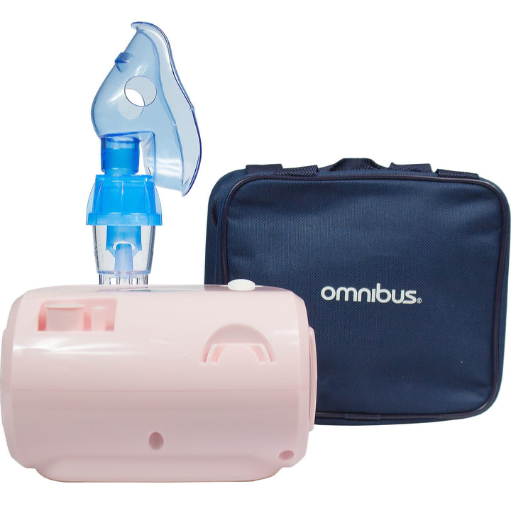 Omnibus-inhalator, kontinuerlig drift, 2 masker, reservfilter, rosa pulver, BR-CN116B