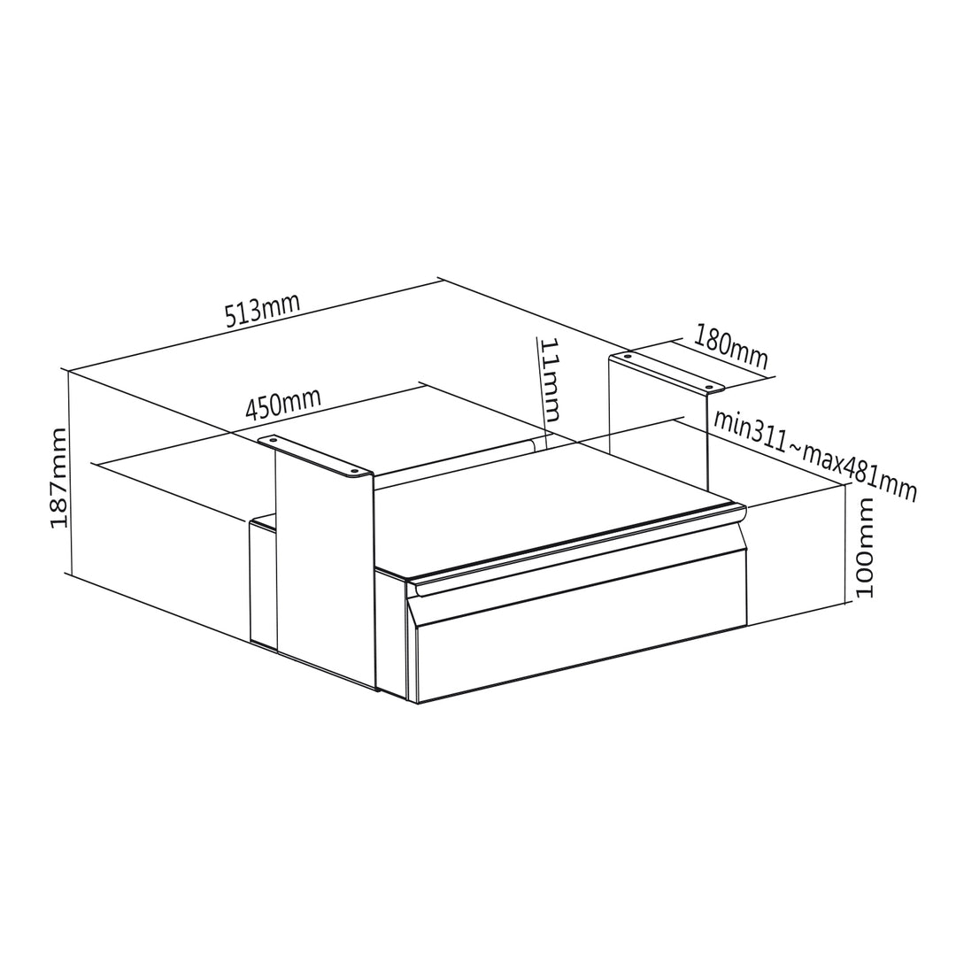 Ergonomisk skrivbordslåda svart organisatör Maclean MC-875 max 5kg