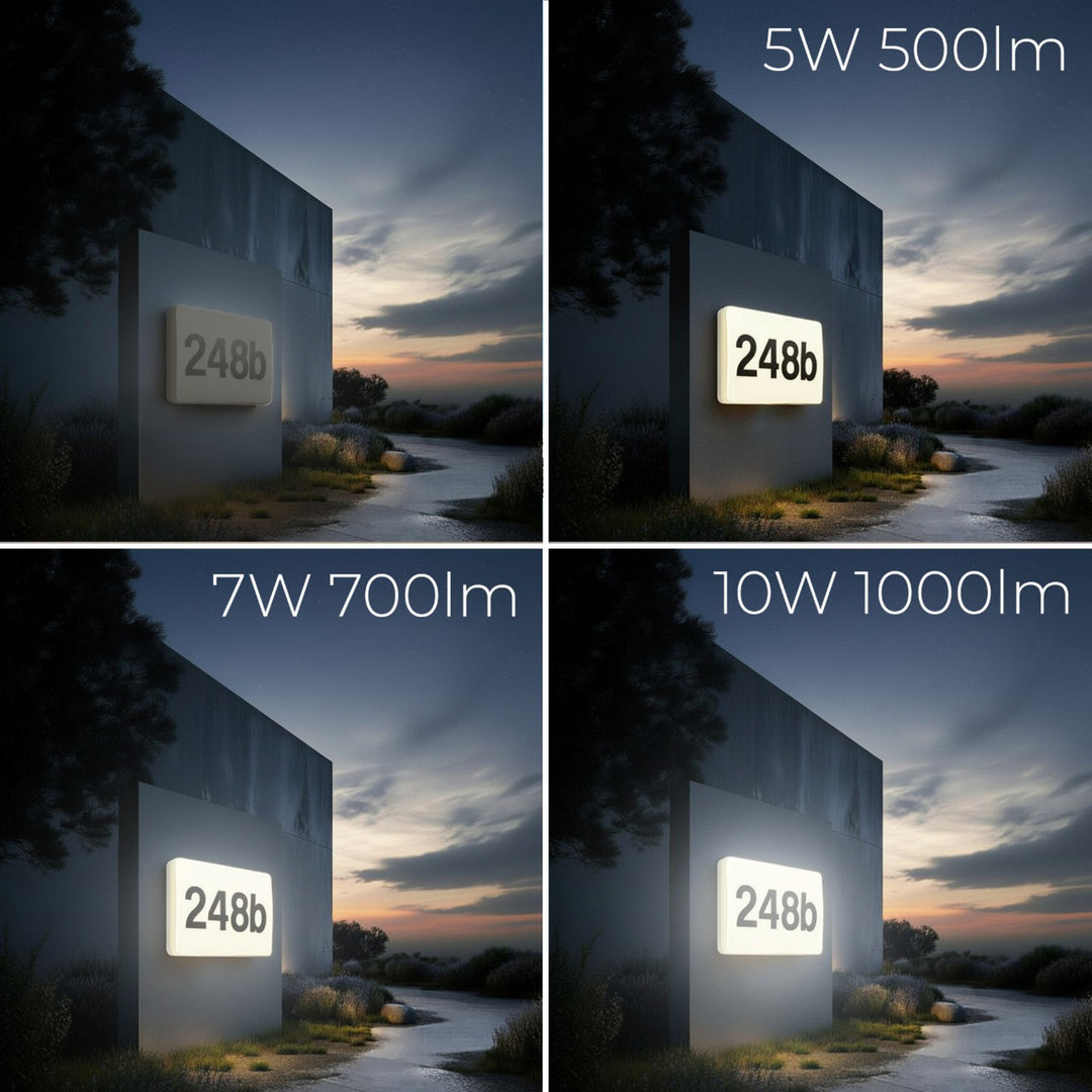 Maclean LED-lampa, husnummer, med skymningssensor, vit, max 10 W, IP65, neutral färg (4000 K), max 1000 lm, MCE292 W