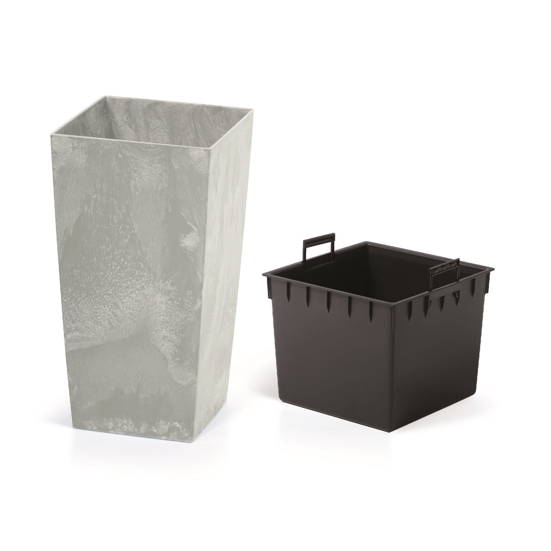 Planter med färginsats och mönster imiterande betong Urbi Square Beton DURS140B-422U