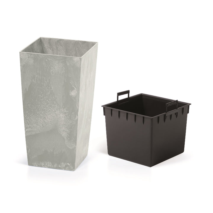 Planter med färginsats och mönster imiterande betong Urbi Square Beton DURS140B-422U