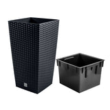Hög kruka med tank, naturlig rottingeffekt Prosperplast Rato Square DRTS170-S433 - antracit