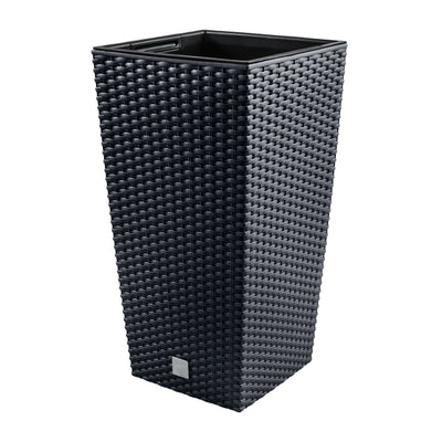 Hög kruka med tank, naturlig rottingeffekt Prosperplast Rato Square DRTS170-S433 - antracit