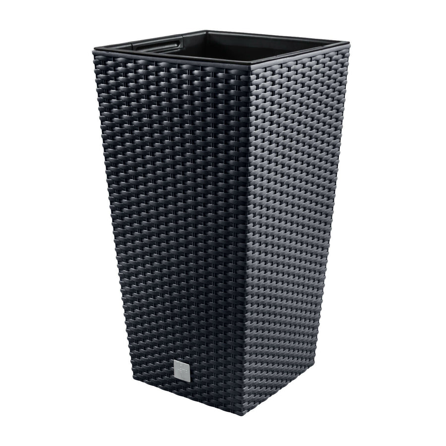 Hög kruka med tank, naturlig rottingeffekt Prosperplast Rato Square DRTS170-S433 - antracit
