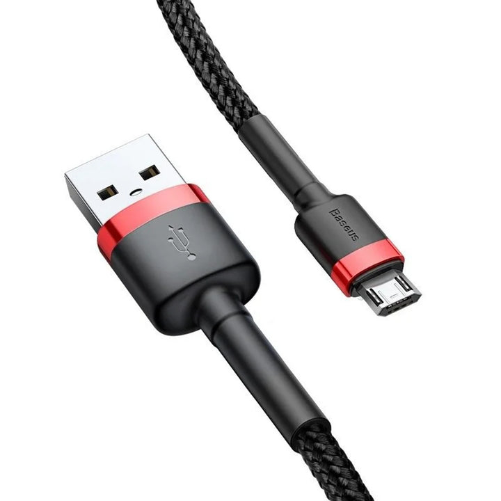 USB/MicroUSB-kabel 2,0 m QC3.0 2.4A (CAMKLF-C91) i nylonflätning
