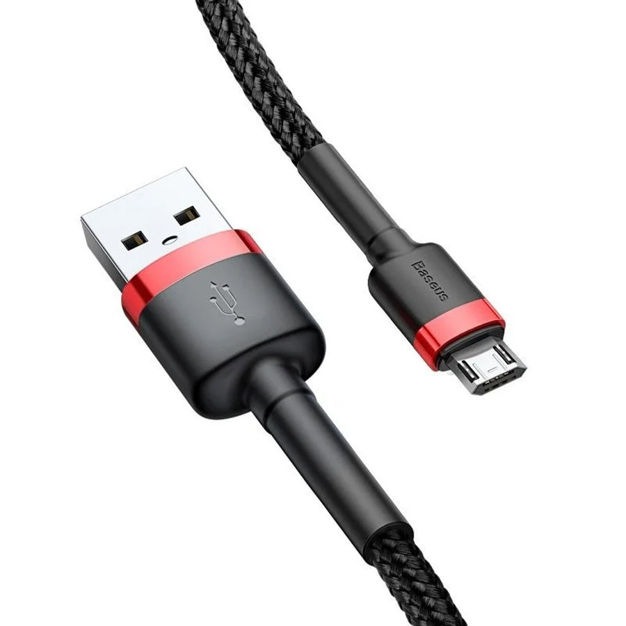 USB/MicroUSB-kabel 2,0 m QC3.0 2.4A (CAMKLF-C91) i nylonflätning