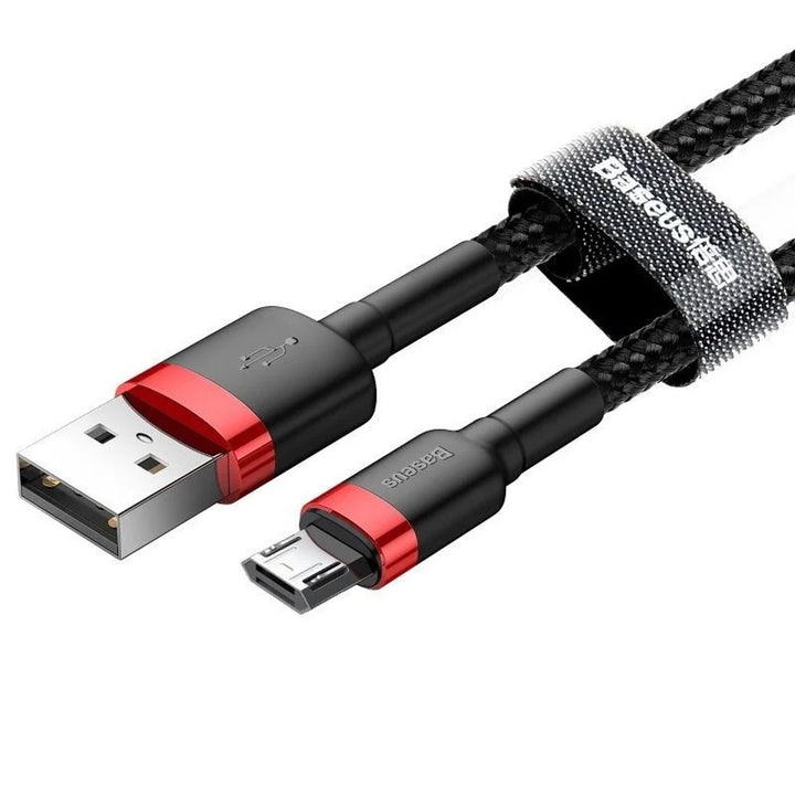 USB/MicroUSB-kabel 2,0 m QC3.0 2.4A (CAMKLF-C91) i nylonflätning