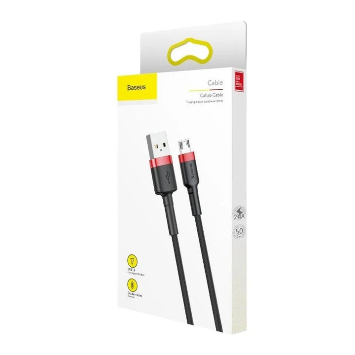 USB/MicroUSB-kabel 2,0 m QC3.0 2.4A (CAMKLF-C91) i nylonflätning