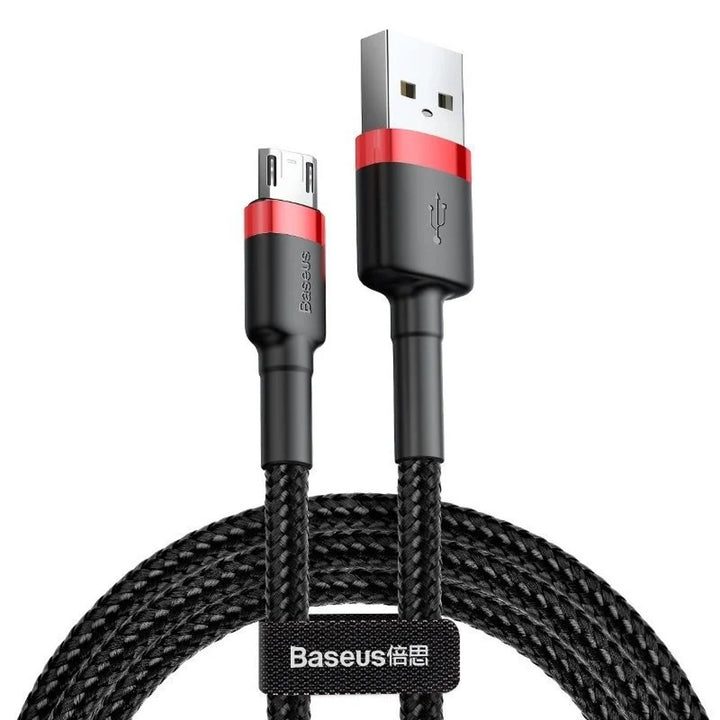 USB/MicroUSB-kabel 2,0 m QC3.0 2.4A (CAMKLF-C91) i nylonflätning