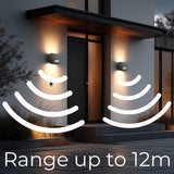 Maclean Energy MCE366 - PC+ALU, 20W (1600lm) neutralvit 4000K IP65 grå LED-vägglampa med PIR-sensor