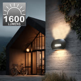 Maclean Energy MCE366 - PC+ALU, 20W (1600lm) neutralvit 4000K IP65 grå LED-vägglampa med PIR-sensor