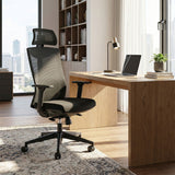 Ergo Office ER-414 Ergonomisk Kontorsstol Med Hjul Och Svankstöd Vridstol Höjdjusterbar Lutningsfunktion På Ryggstödet Skrivbordsstol Lastbar Upp Till 150 kg