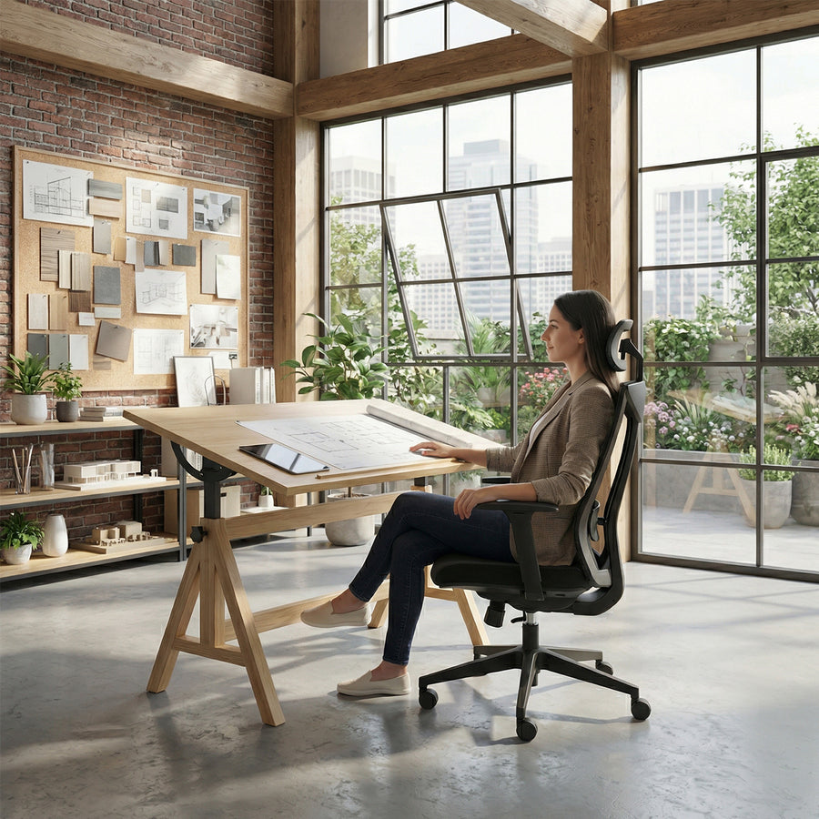 Ergo Office ER-414 Ergonomisk Kontorsstol Med Hjul Och Svankstöd Vridstol Höjdjusterbar Lutningsfunktion På Ryggstödet Skrivbordsstol Lastbar Upp Till 150 kg