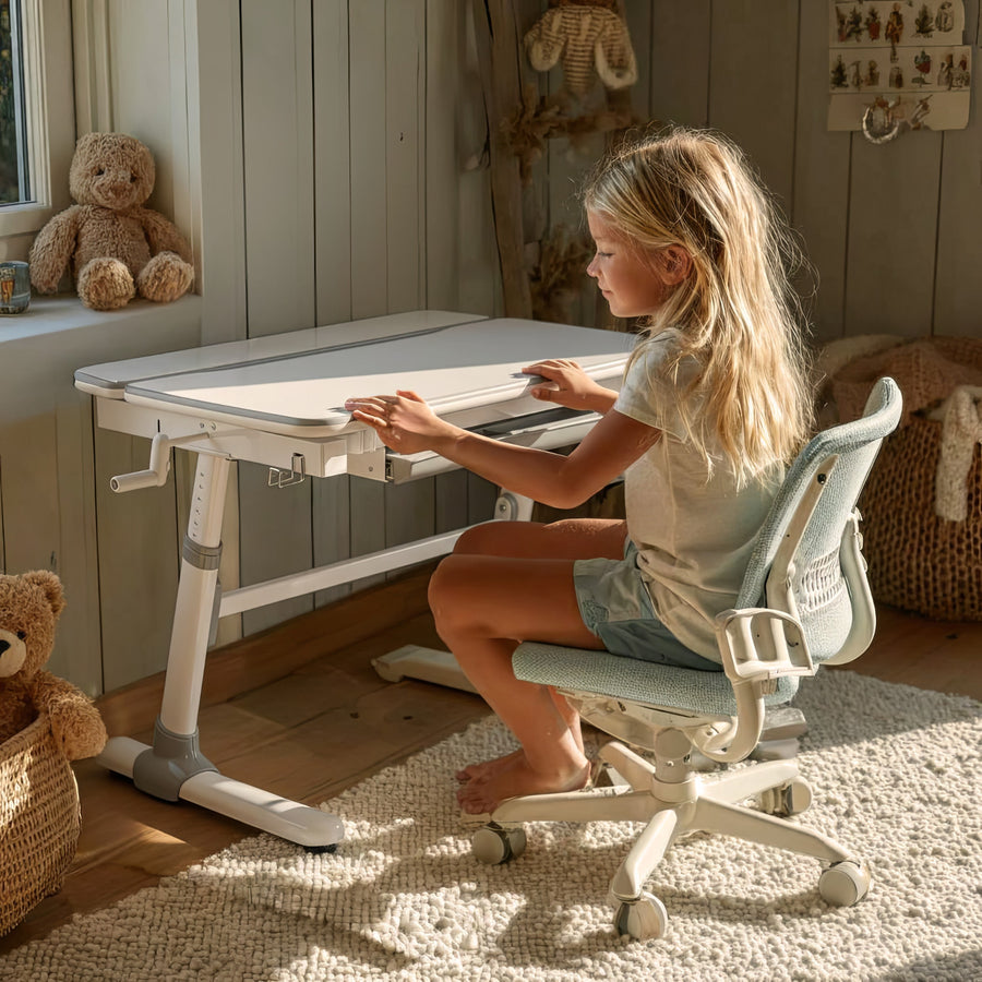 Ergo Office ergonomiskt höj- och sänkbart skrivbord för barn, grått, max 100 kg, ER-417 2cz