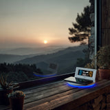 GreenBlue GB213 Trådlös Väderstation Med Trådlös Qi-Laddare Stämningsljus Väderprognos Kalender Väckarklocka Och Snooze-Funktion Extern Sensor Inomhus- Och Utomhustermometer Färgdisplay