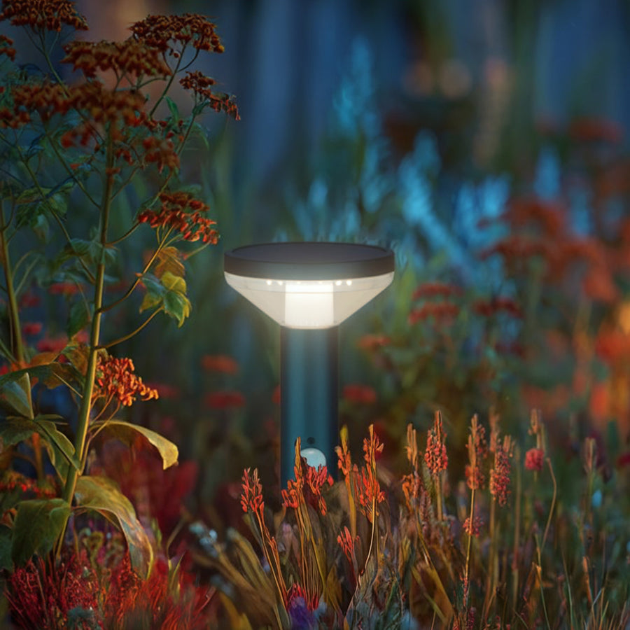 Solar LED-lampa med Maclean-sensor, svart, IP44, 3 ljuslägen, Li-ion 18650 batteri 3,7V 1200 mAh, knock-in, MCE465 B
