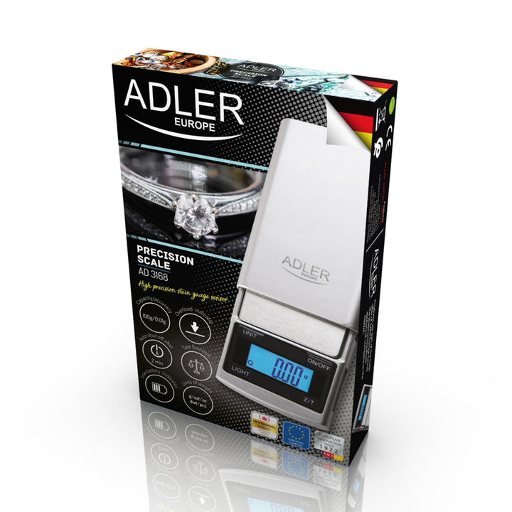 Precisionsvåg Adler, LCD-display, upp till 100 g, AD 3168