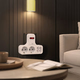 Maclean Power Socket, fyrdubbelt med av/på-knapp, stabiliseringsfot, Schuko typ, 2x2.5A, 2x16A, MCE224
