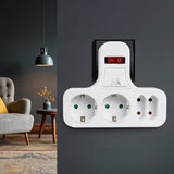 Maclean Power Socket, fyrdubbelt med av/på-knapp, stabiliseringsfot, Schuko typ, 2x2.5A, 2x16A, MCE224