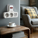 Maclean Power Socket, fyrdubbelt med av/på-knapp, stabiliseringsfot, Schuko typ, 2x2.5A, 2x16A, MCE224
