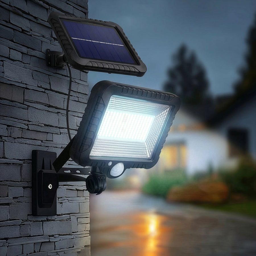 Maclean MCE438 LED Strålkastare Med Rörelsesensor Strålkastare Sol Vägglampa Skymningssensor Sollampa IP44 5 W 400 Lumen 6000 K Kall Vit (1 x styck) [Energiklass A++]