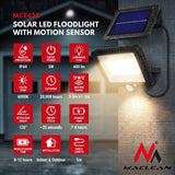 Maclean MCE438 LED Strålkastare Med Rörelsesensor Strålkastare Sol Vägglampa Skymningssensor Sollampa IP44 5 W 400 Lumen 6000 K Kall Vit (1 x styck) [Energiklass A++]