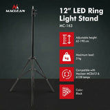 Stativ för 12 "Maclean MC-163 LED-ringlampa, max höjd 190 cm, max belastning 3 kg