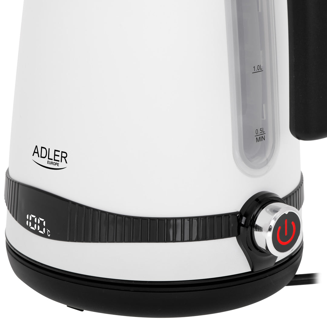 Adler vattenkokare, trådlös, LCD-display, 2200 W, 1,7 l, AD 1295w