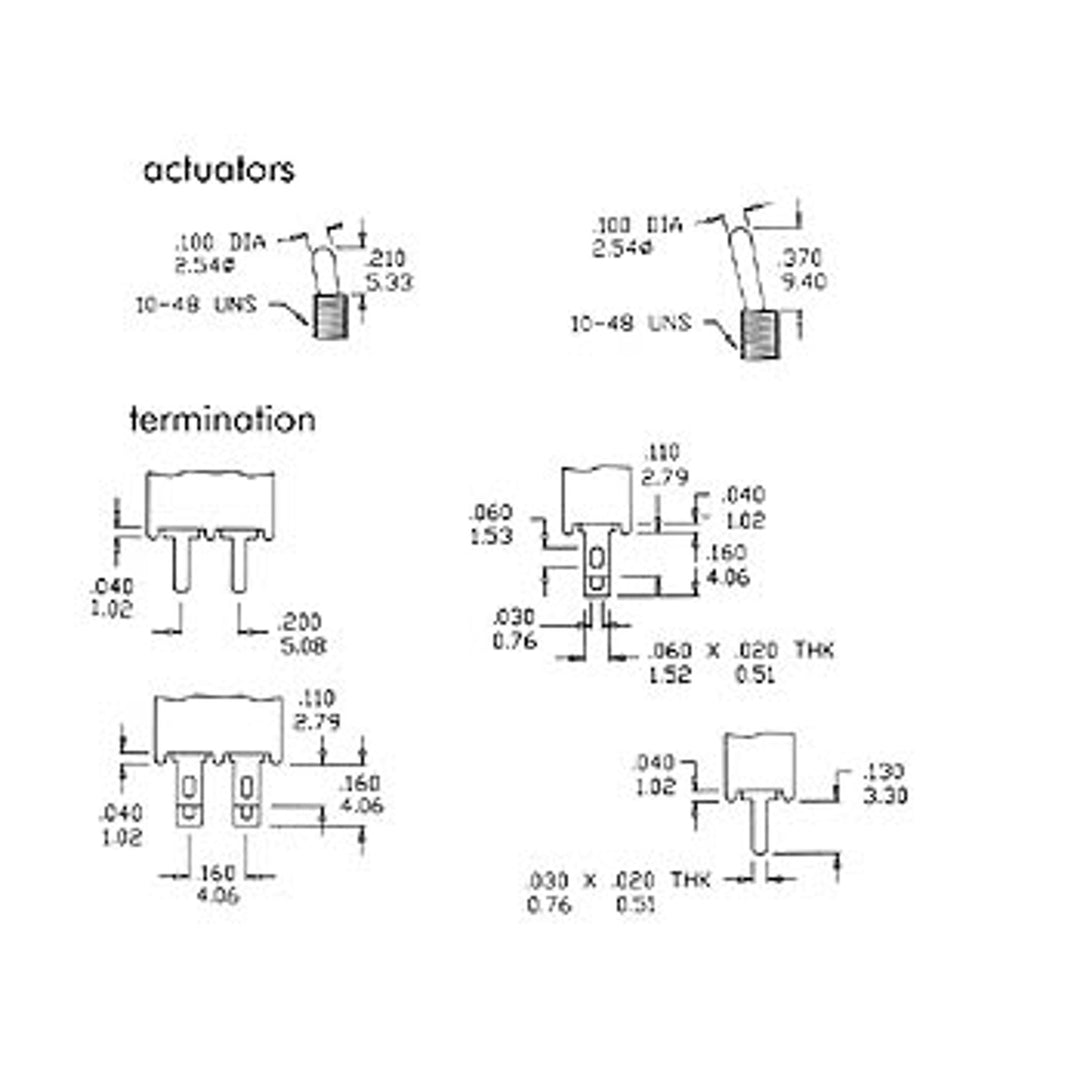 DPDT On-On PCB-omkopplare typ TS-5E för PCB-montering