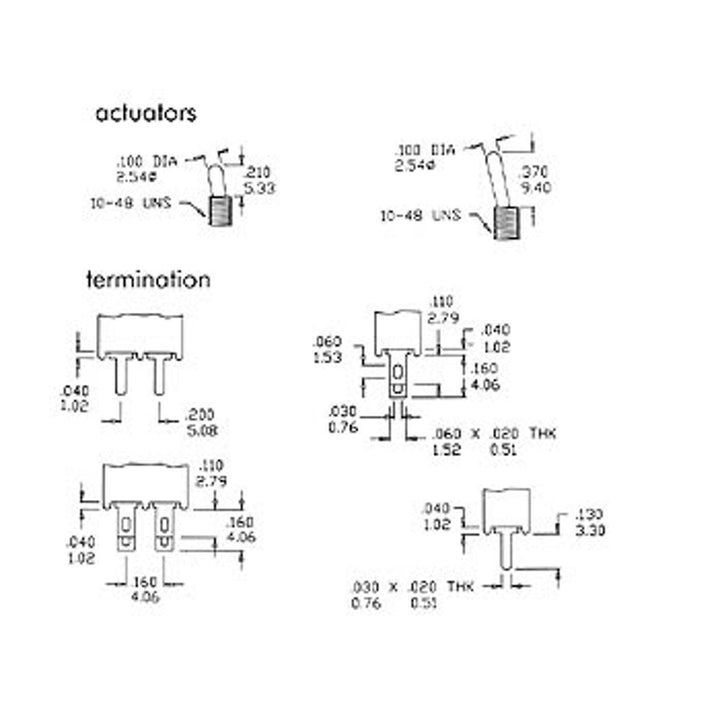 DPDT On-On PCB-omkopplare typ TS-5E för PCB-montering