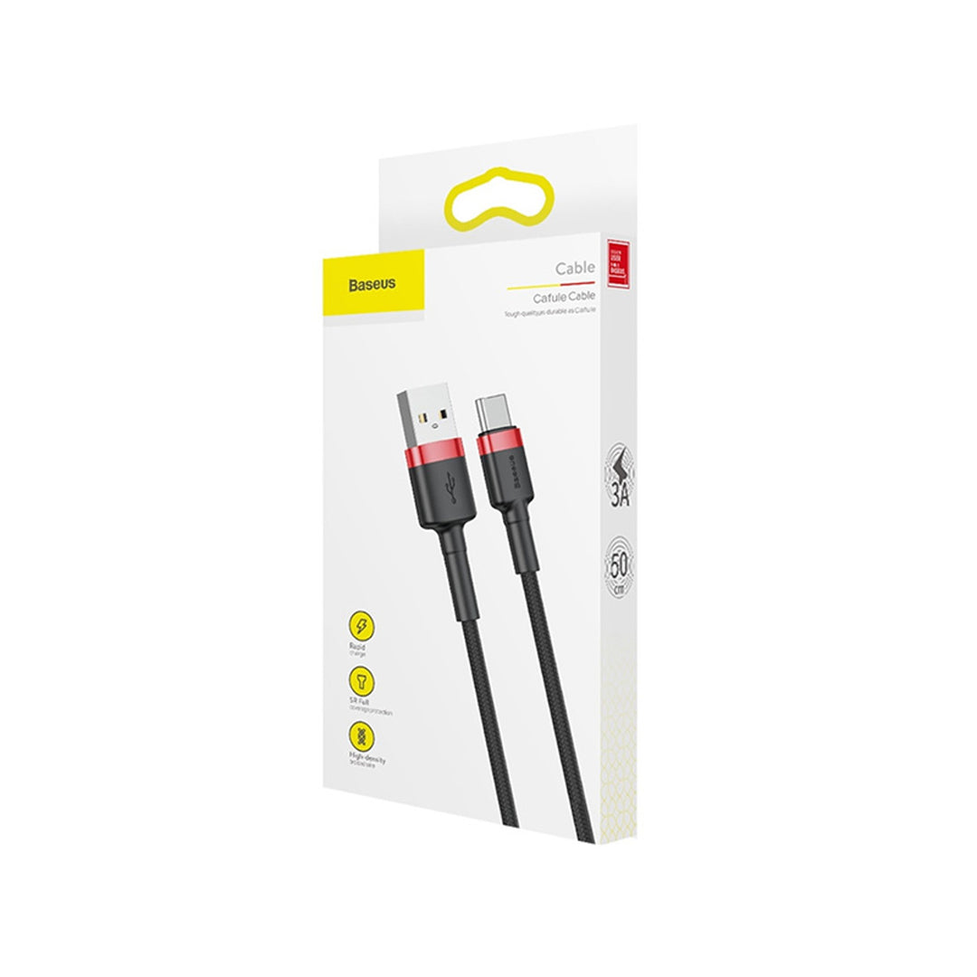 Baseus-kabel, USB typ C, längd 50 cm, 3A, svart, BASKBK46595