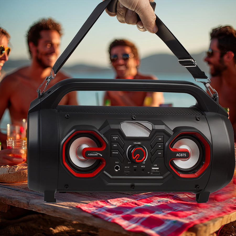 Audiocore bazooka bärbar högtalare, bluetooth 5.0, FM-radio, mikrokort, SDIPX4, 2000mAh, AC875