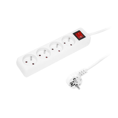Förlängningskabel med 4 jordade uttag med strömbrytare 1,5m vit PR-470wsp 3x1,5mm Blow