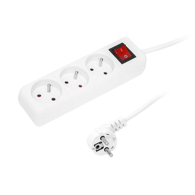 Förlängningskabel för 3 uttag med strömbrytare 1,5m vit PR-370wsp 3x1,5mm Blow