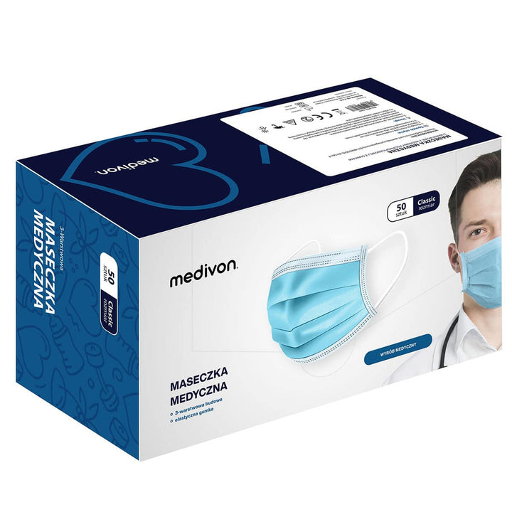 Medivon MDV-4420 antiviral medicinsk kirurgmask typ II, 3-lagers, 50 st