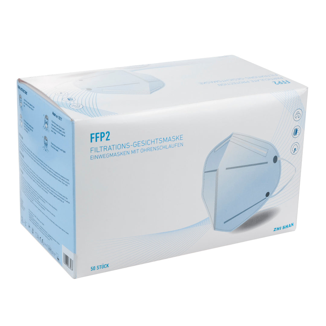 Uppsättning med 50 vita FFP2-filtermasker
