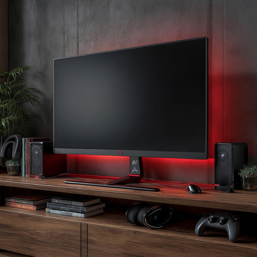 NanoRS RS167 Gamingmonitorstativ Höjdjusterbart RGB LED 32-55" Max. VESA 400x400 Max. 40kg