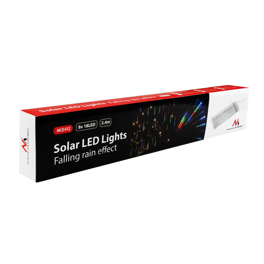 Maclean MCE411 Solar Led Lights 2.4m, 144 lysdioder, LED-läge, 800mAh Li-batteri, fallande istappar