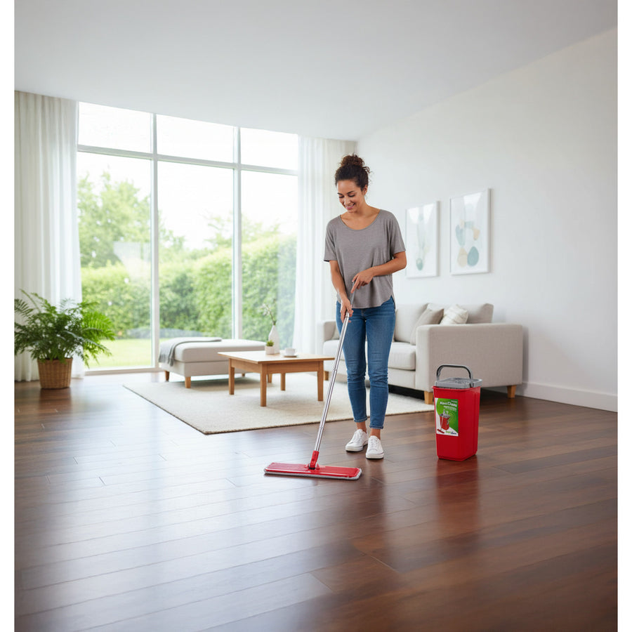 Green Blue GB870 MaxiClean Platt Moppset Med 2 i 1 Rengöringshink 5,7L Moppset Golvtorkare Mopp Rengöringssystem Renare 360° Roterande Mopphuvud