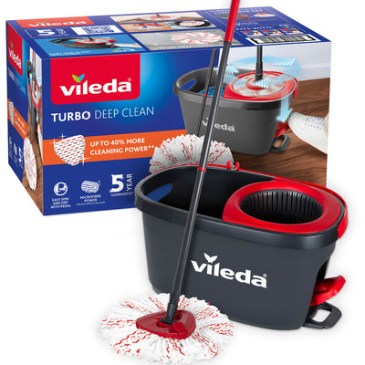 Vileda Turbo Deep Clean roterande mopp-set med skaft och hink