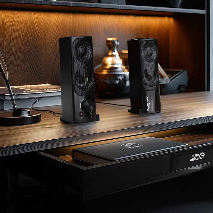 Audiocore AC955 2 i 1 2.0 PC-Högtalare Med Soundbar-Funktion RGB-Bakgrundsbelysning Stereohögtalare 2x3W RMS AUX 3,5 mm USB-Driven