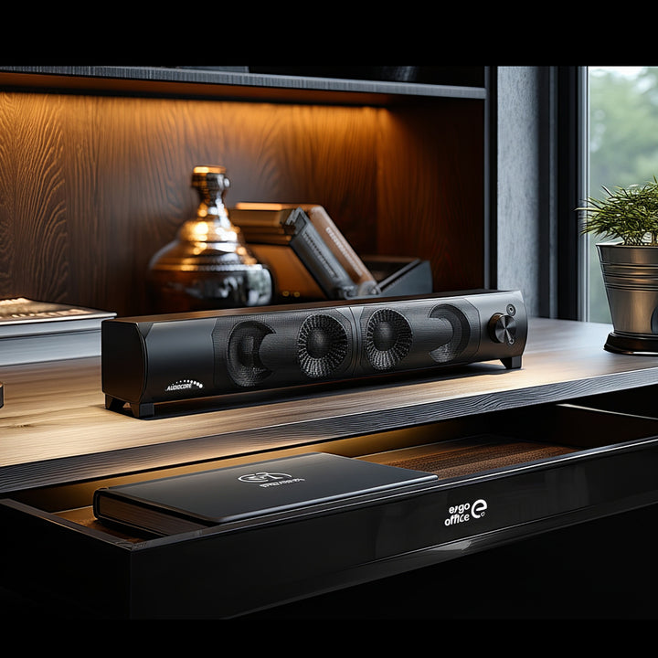 Audiocore AC955 2 i 1 2.0 PC-Högtalare Med Soundbar-Funktion RGB-Bakgrundsbelysning Stereohögtalare 2x3W RMS AUX 3,5 mm USB-Driven